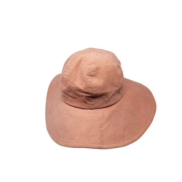 Vtg Betmar Peach Corduroy Wide Brim Sun Hat Flower Accent Cottagecore Feminine - Picture 8 of 9
